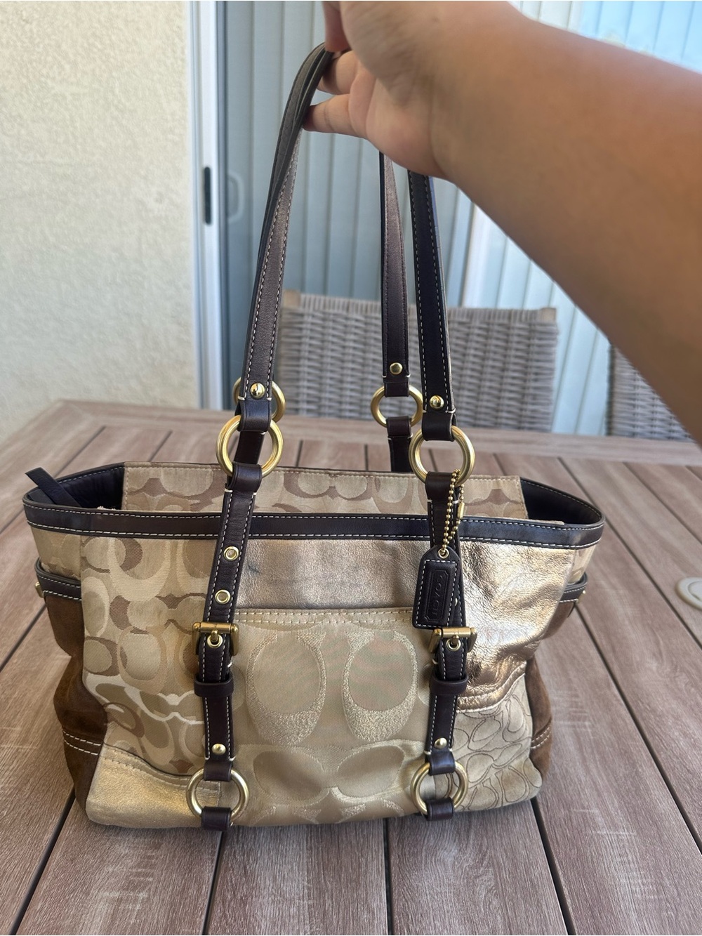バッグ Coach Patchwork Tote Bag Signature Coach Signature Patchwork Tote - Gem